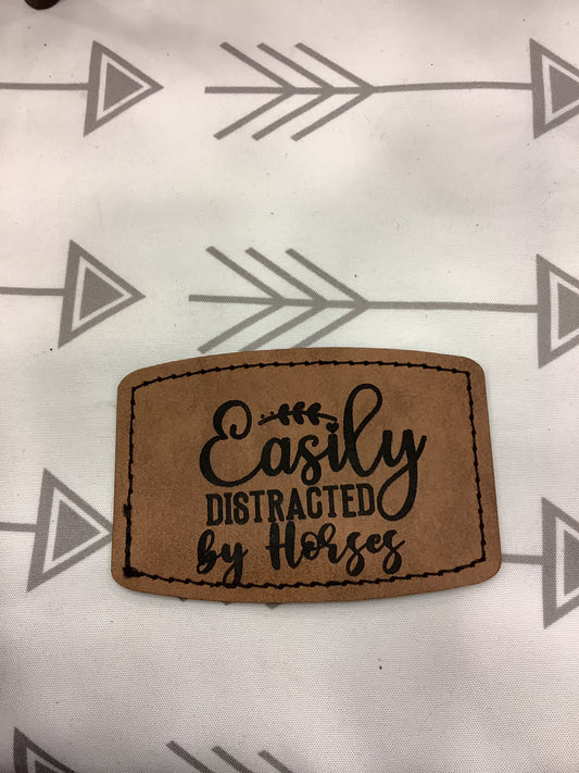 🐴 "Easily Distracted by Horses" Leather Patch – For the True Horse Obsessed! 🐴