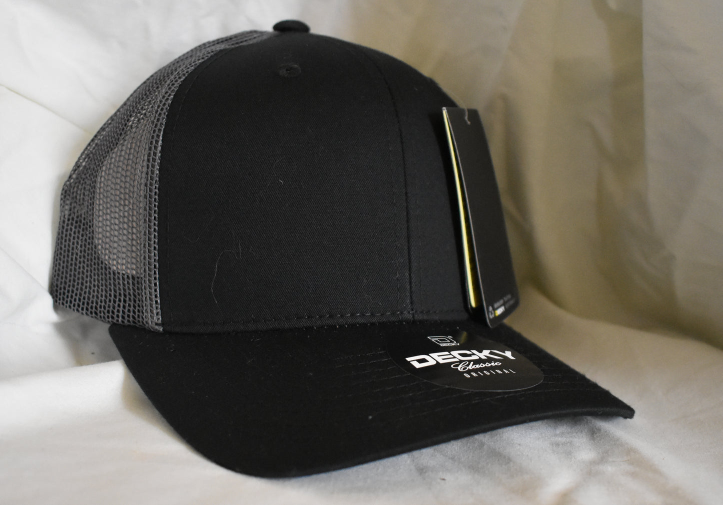 Black and grey trucker hat