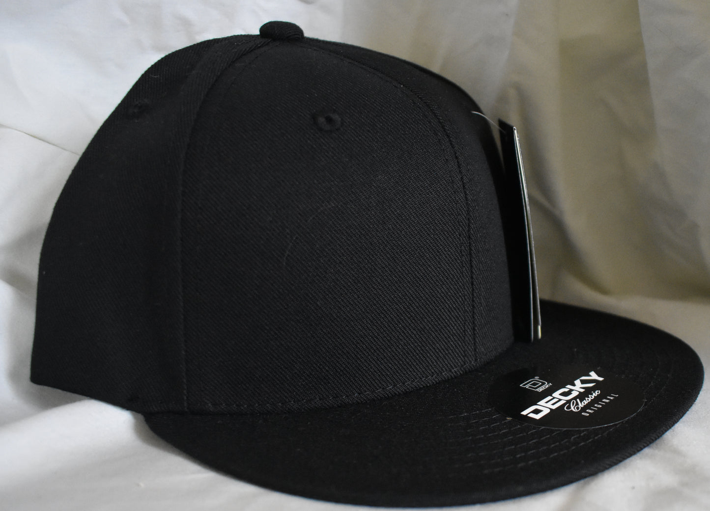 Black flat bill hat